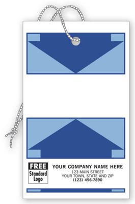 3 x 5 Weatherproof Tags, Tyvek, White w/ Blue Arrow Design