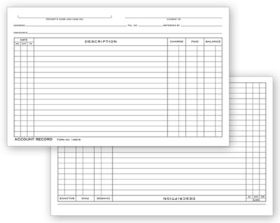 Account Record Billing Card, Single Entry