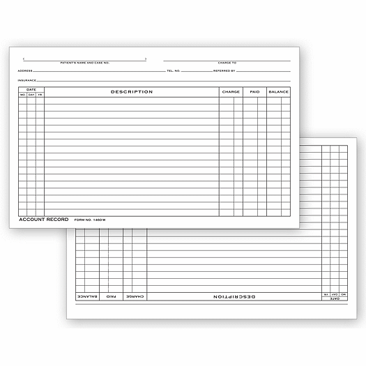 Account Record Billing Card, Single Entry