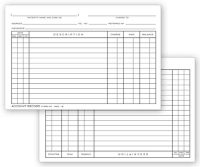 4 x 6 Acct Record Billing Cards, White