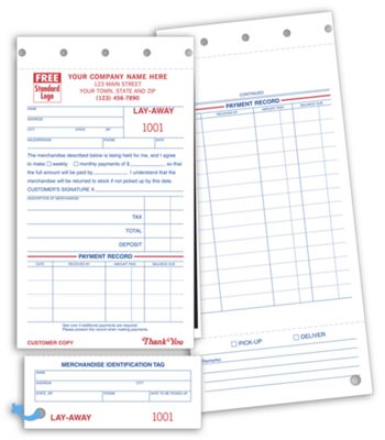 Layaway Forms - 4 1/4 x 8 1/2 - Set - Office and Business Supplies Online - Ipayo.com