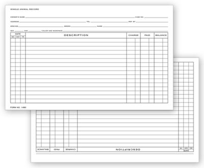 5 X 8 Single Animal Exam Records, Horizontal