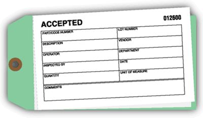 Accepted Material Control Tag