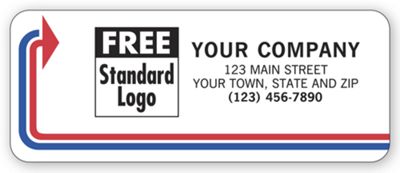 2 1/2 x 1 Advertising Labels, White with Red/Blue Arrows