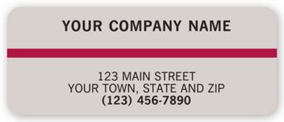 2 1/2 x 1 Advertising Labels, Gray with Maroon Stripe
