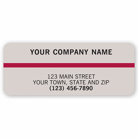 Advertising Labels, Gray with Maroon Stripe