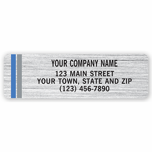 Advertising Labels, Chrome Poly with Blue/Gray Stripes - Office and Business Supplies Online - Ipayo.com