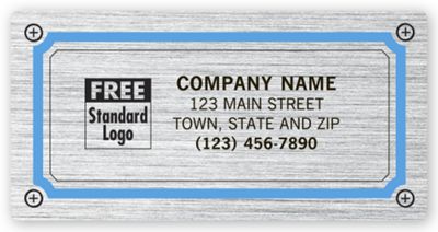 3 1/2  x 1 3/4 Advertising Labels, Brushed Chrome Poly Film