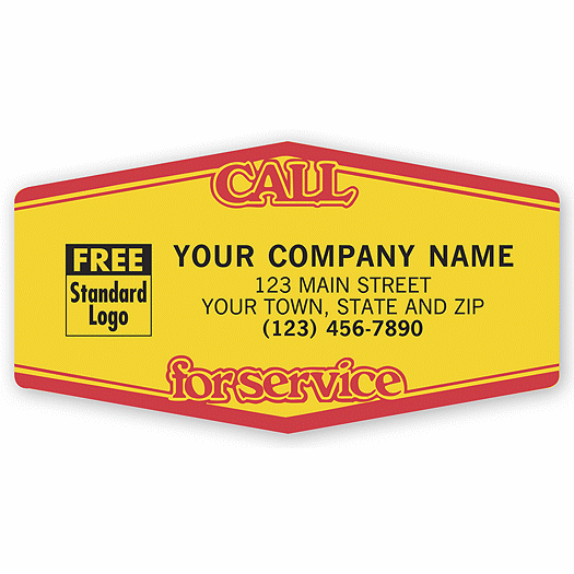 Call For Service, Tuff Shield Labels, Yellow with Red