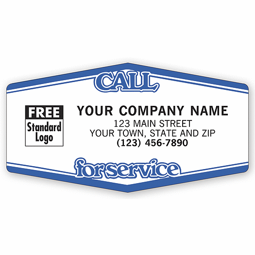 Call For Service Tuff Shield Labels, White with Blue