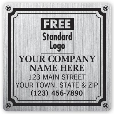 3 x 3 Weatherproof Plate Label, Brushed Silver Poly, 3 X 3