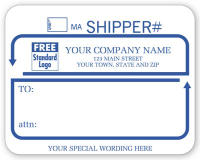 4 3/4 x 3 3/4 Jumbo Shipping Labels with UPS #, Padded, White with Blue