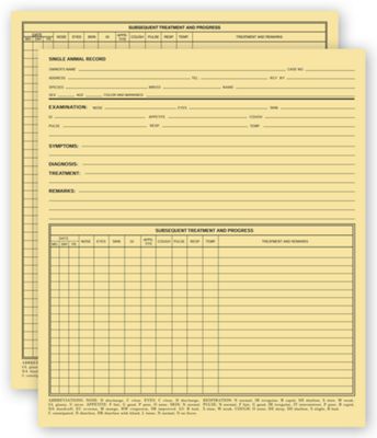 Vet Animal Exam Records, Without Account Record, Card File