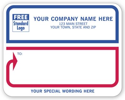 4 3/4 x 3 3/4 Jumbo Mailing Labels, Padded, White with Blue/Red Border