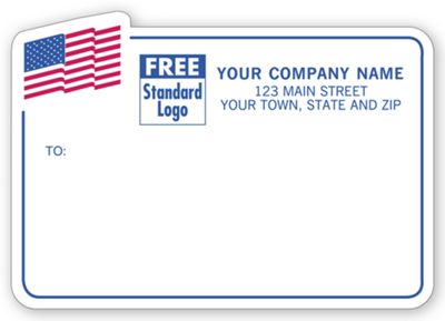 American Flag Mailing Labels, Padded, Blue Border