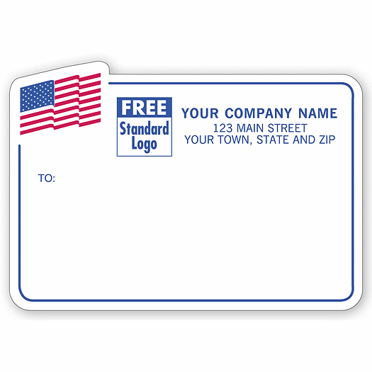 American Flag Mailing Labels, Padded, Blue Border