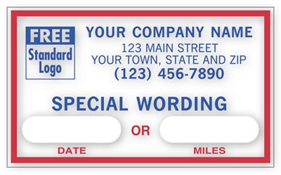 2 1/2 x 1 1/2 Static Cling Windshield Label, Custom Message