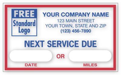 Static Cling Windshield Labels,  Next Service Due