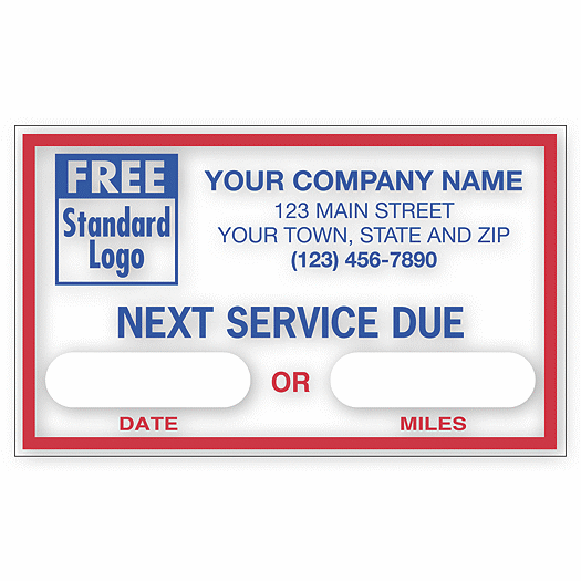 Static Cling Windshield Labels,  Next Service Due