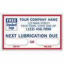2 1/2 x 1 1/2 Next Lubrication Due Static Cling Windshield Labels