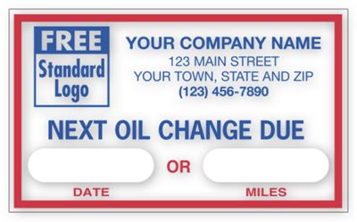 Static Cling Windshield Labels,  Next Oil Change Due