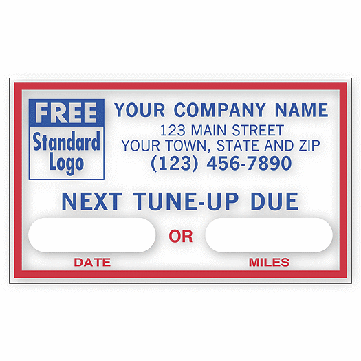 Next Tune-Up, Static Cling Windshield Labels - Office and Business Supplies Online - Ipayo.com