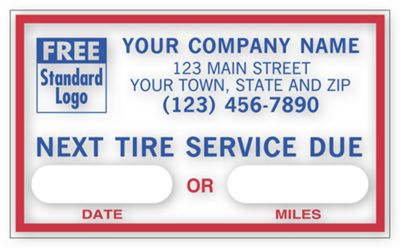 2 1/2 x 1 1/2 Next Tire Service, Static Cling Windshield Labels