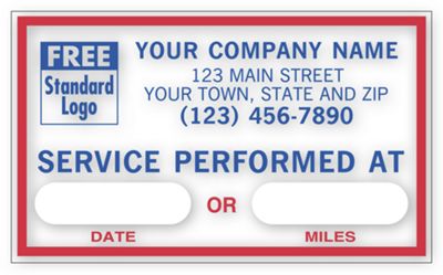 Service Performed At, Static Cling Windshield Labels
