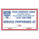 2 1/2 x 1 1/2 Service Performed At, Static Cling Windshield Labels