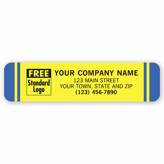 Advertising Labels, Yellow with Blue Stripes