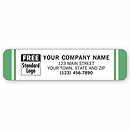 3 1/2 x 7/8 Advertising Labels, White with Green Stripes