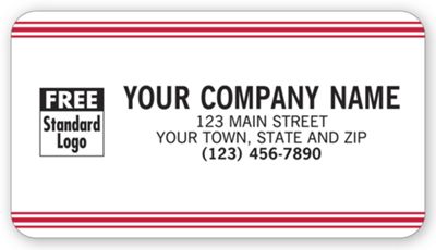 5 x 2 3/4 Advertising Labels, White with Red Stripe