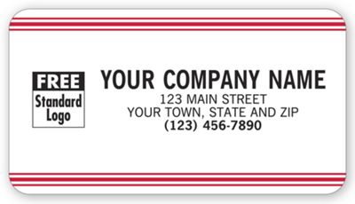 Advertising Labels, White with Red Stripe