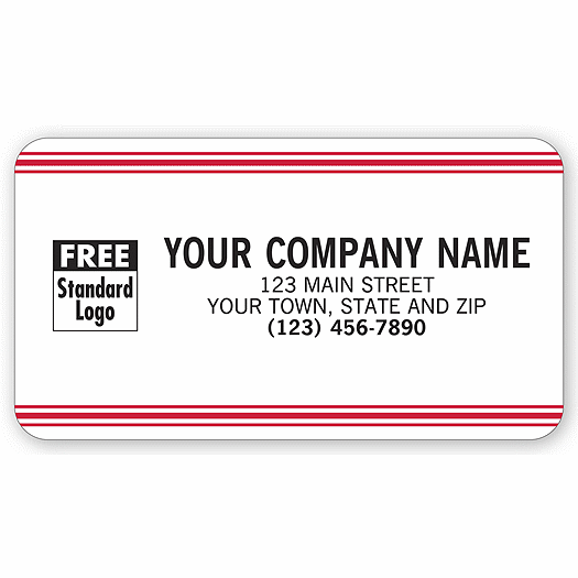 Advertising Labels, White with Red Stripe