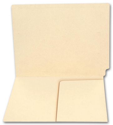 9 1/2 X 12 1/4 End Tab Half Pocket Manila Folder, 11 pt, No Fastener