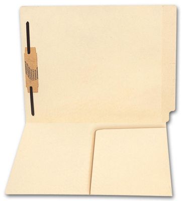 End Tab Half Pocket Manila Folder, 11 pt, One Fastener