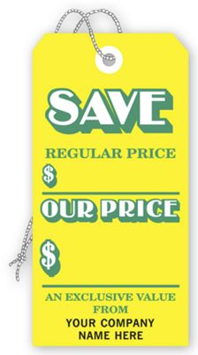 3 1/8 x 6 1/4 Save  Tags, Stock,Yellow, Large