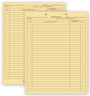 8 1/2 X 11 Exam Progress Notes, 2 Sided, 2 Hole Punch, Buff Bond