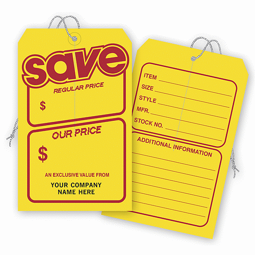 Save Price Tag, Yellow w/ Red Borders, Jumbo 5 x 8 - Office and Business Supplies Online - Ipayo.com