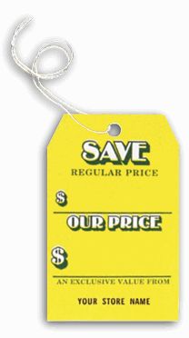 2 x 3 1/8 Save  Tags, Stock, Yellow, Small