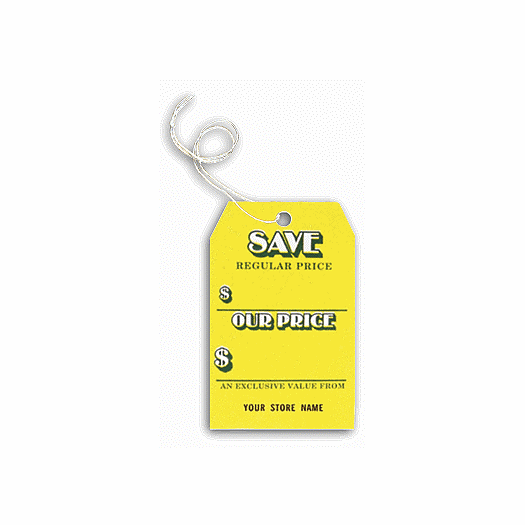 Save Tags, Stock, Yellow, Small