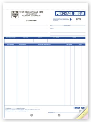 8 1/2 x 11 High-Impact, Large Purchase Orders