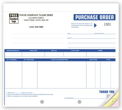 8 1/2 x 7 High-Impact, Small Purchase Orders