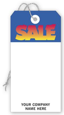 Sale  Tag, Stock, Blue & White, Large