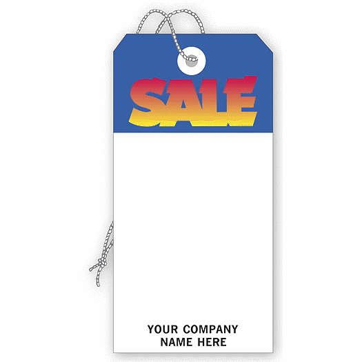 Sale  Tag, Stock, Blue & White, Large