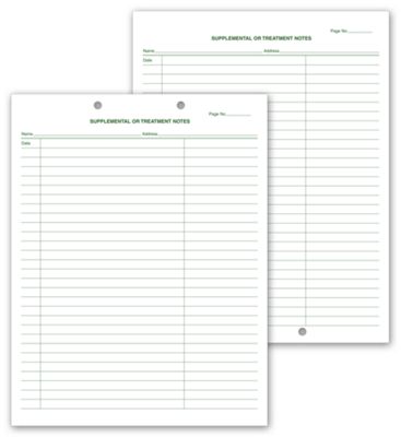 8 1/2 X 11 Supplemental & Treatment Notes, Two Hole Punch