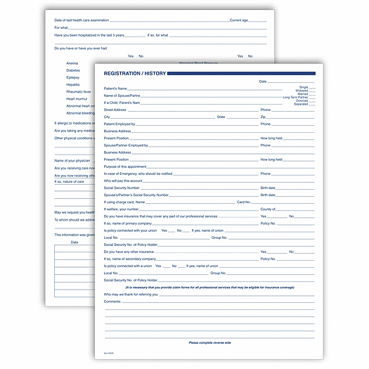 Dental Patient Registration and History Forms