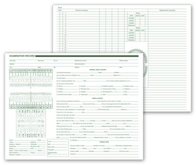 11 X 8 1/2 Dental Examination Records