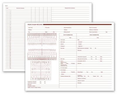 Pediatric Dental Exam Record, Two - Sided