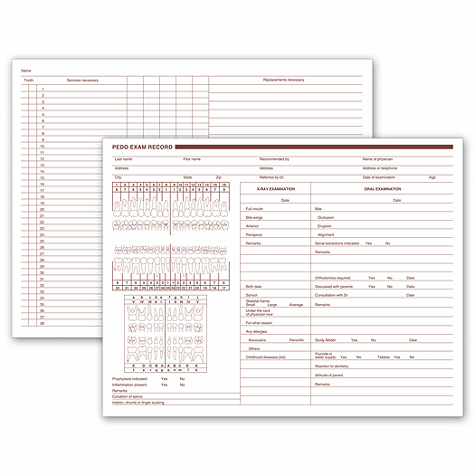 Pediatric Dental Exam Record, Two - Sided - Office and Business Supplies Online - Ipayo.com